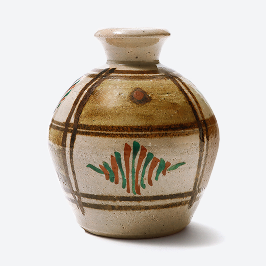 ＜濱田友緒＞濱田窯　地釉鉄砂赤絵花瓶